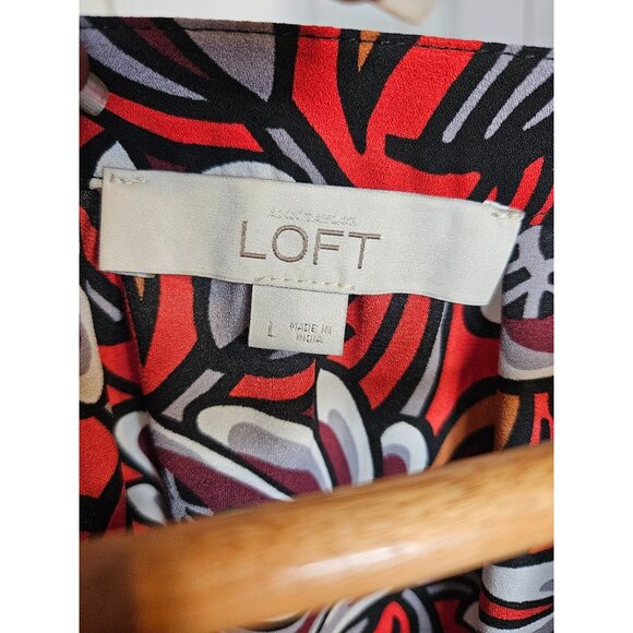 Loft Floral Print Long Sleeve Pullover Tunic Top Size L Colorful Lightweight - Picture 9 of 11